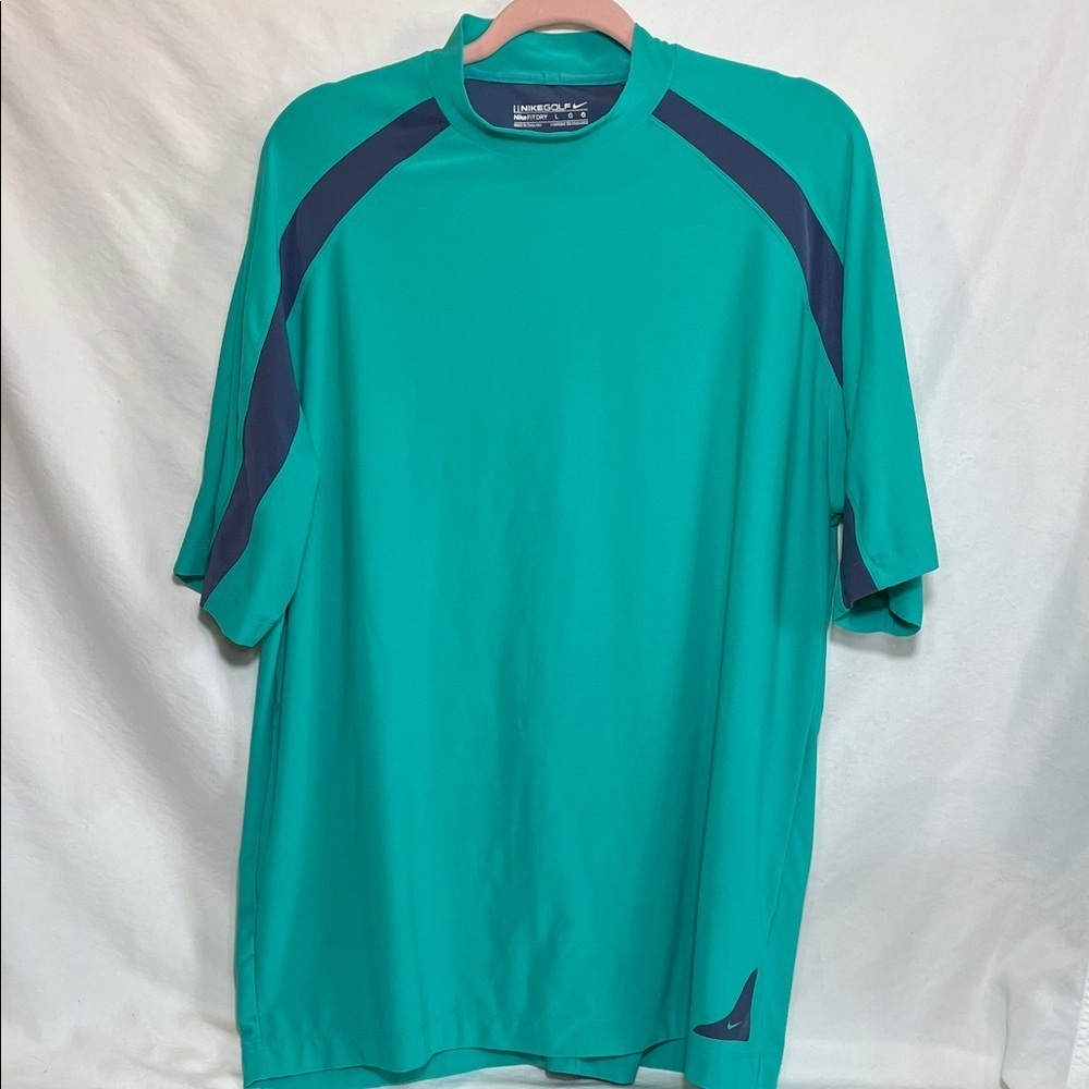 Nike Men's Teal and Navy Short Sleeve Tee